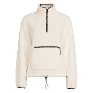 No Boundaries Cream & Black Half Zip Soft Sherpa Juniors Jacket XXL